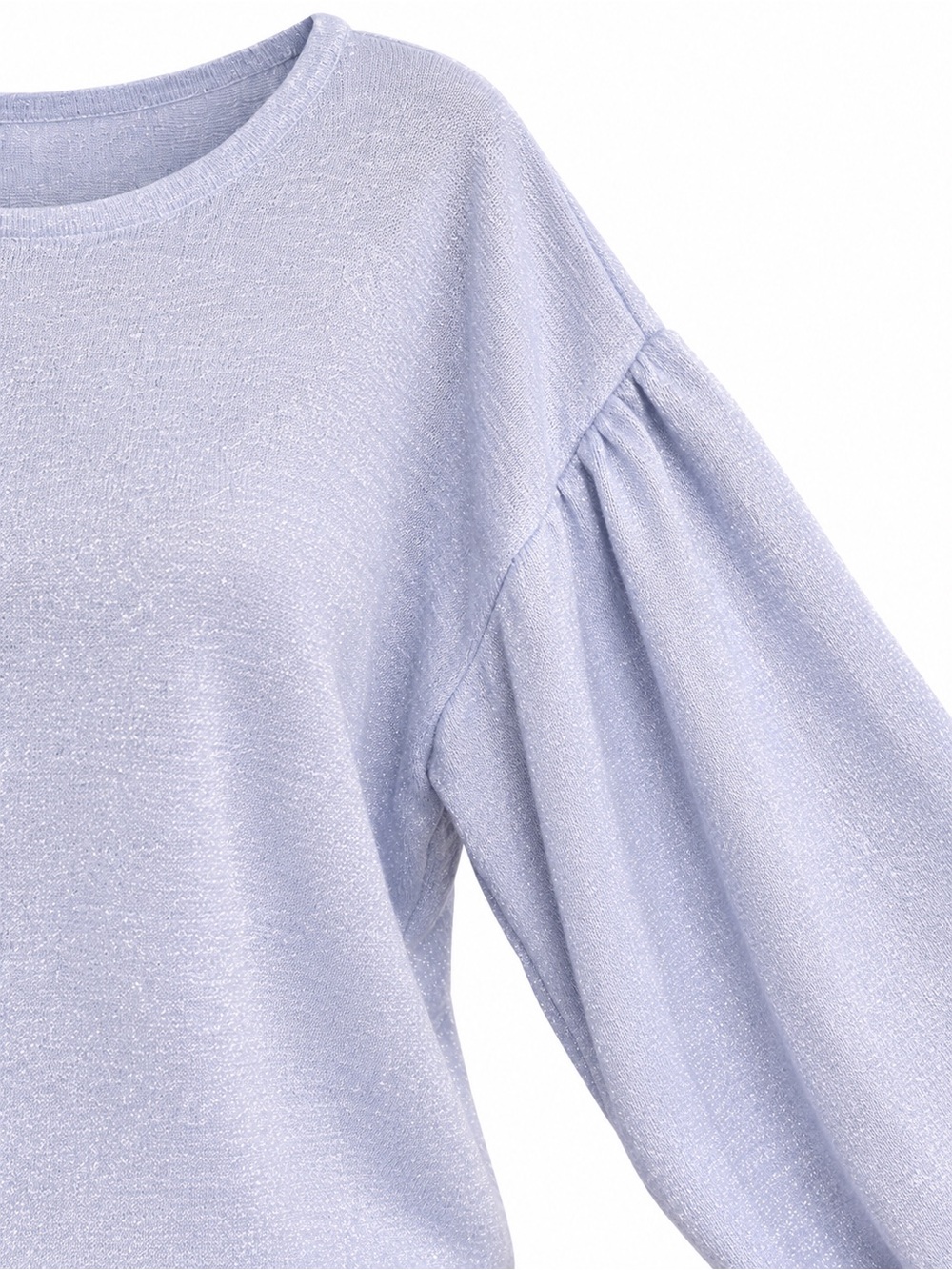 MANGO Sparkle Puff Sleeve Balloon Sparkle Criss-Cross back NWOT Periwinkle - Picture 9 of 10